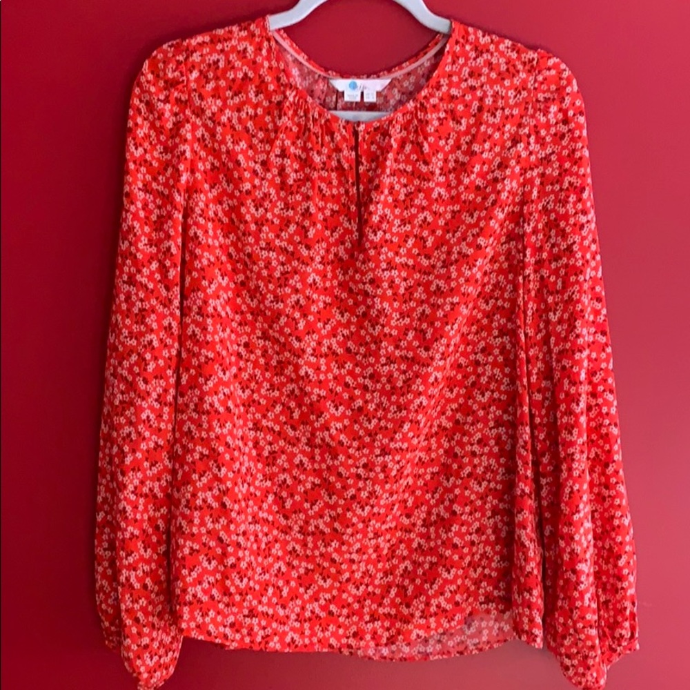 Boden Red Floral Peasant Blouse